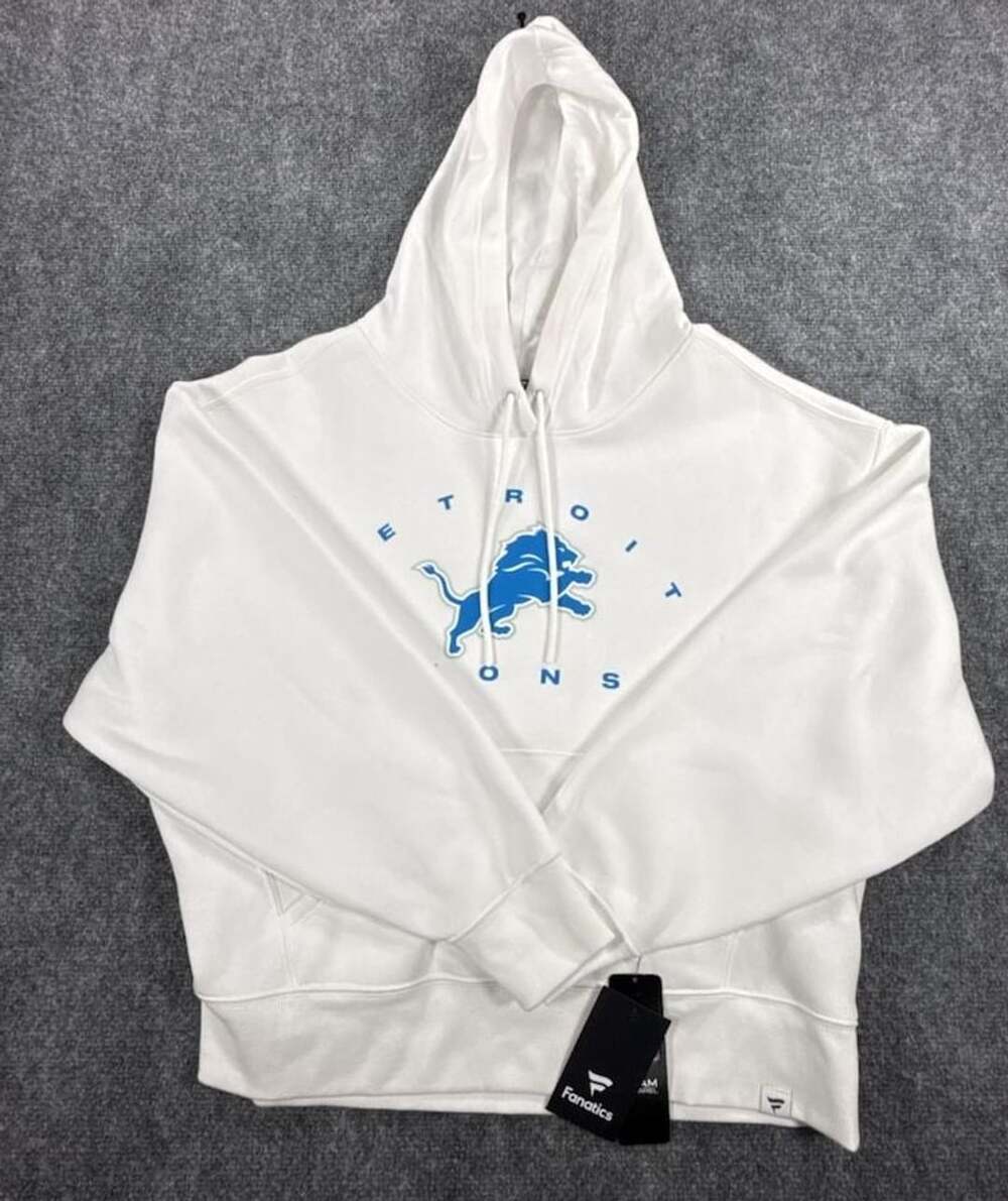 Fanatics Detroit Lions NFL Classic Women’s Pullover Hoodie Large White See Pics